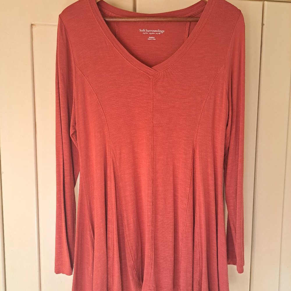 Soft Surroundings Rust colored A line tunic style long sleeve shirt  Sz M
